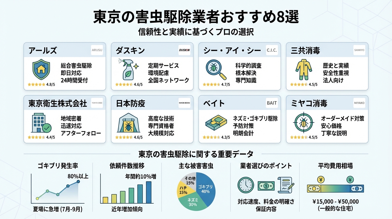 東京の害虫駆除業者おすすめ8選!料金相場と即日対応可能な業者を紹介 - インフォグラフィック画像 2