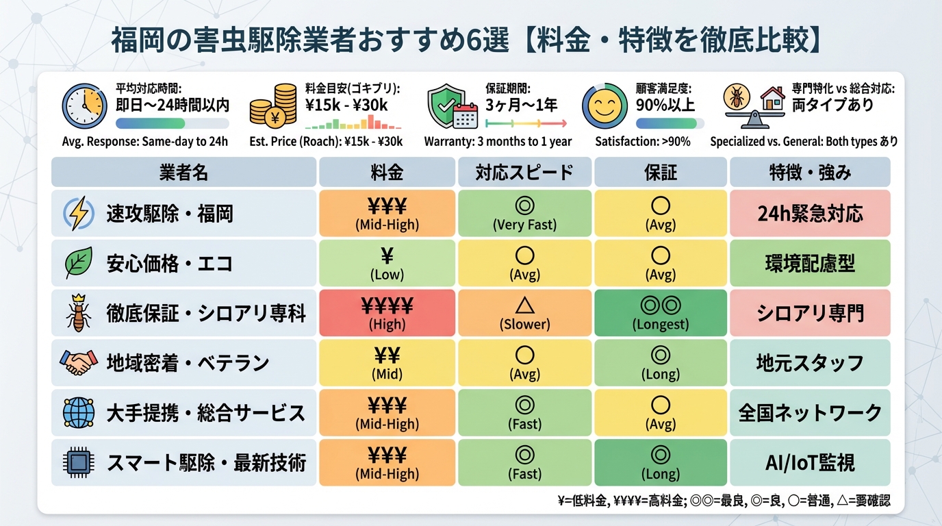 福岡の害虫駆除業者おすすめ6選！料金相場と即日対応の選び方 - インフォグラフィック画像 2