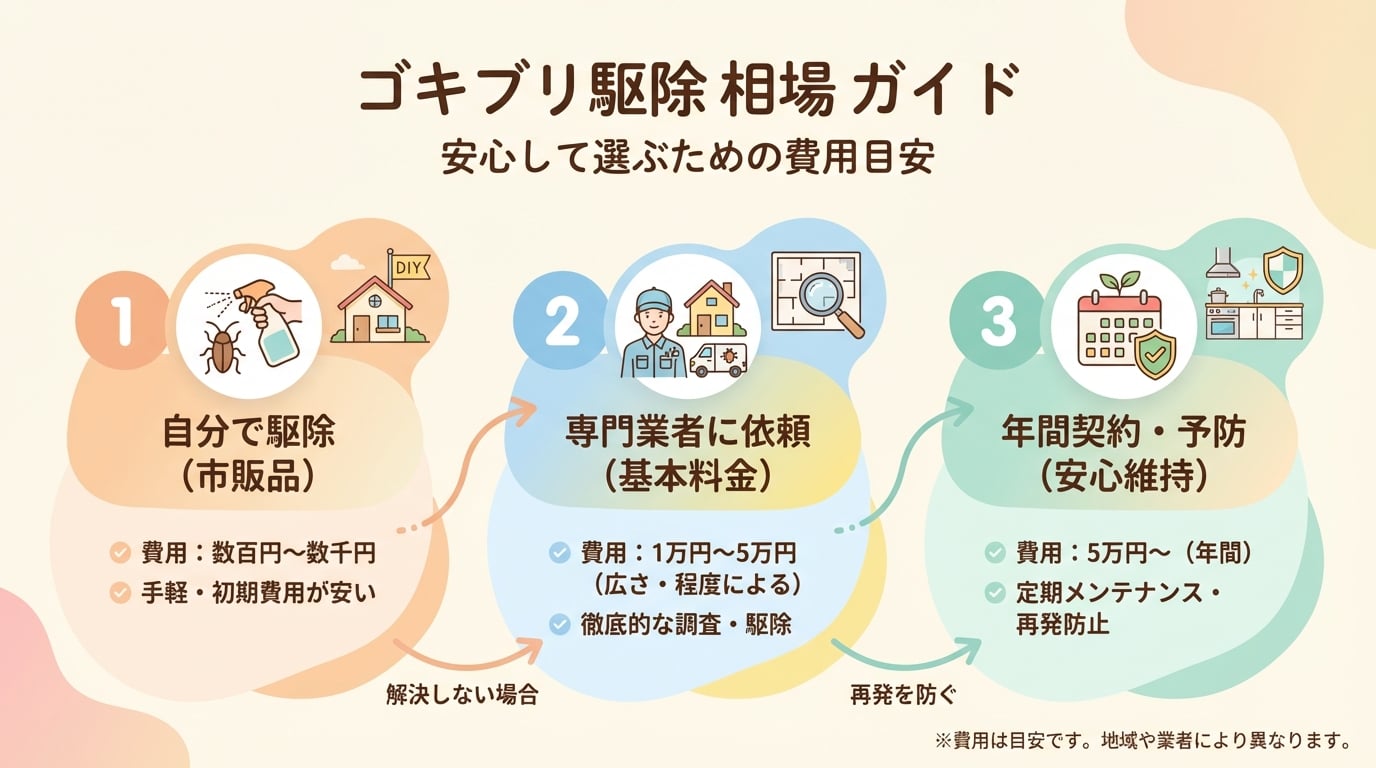 ゴキブリ駆除の相場を間取り別に解説!料金を安くする方法と業者選び - インフォグラフィック画像 2