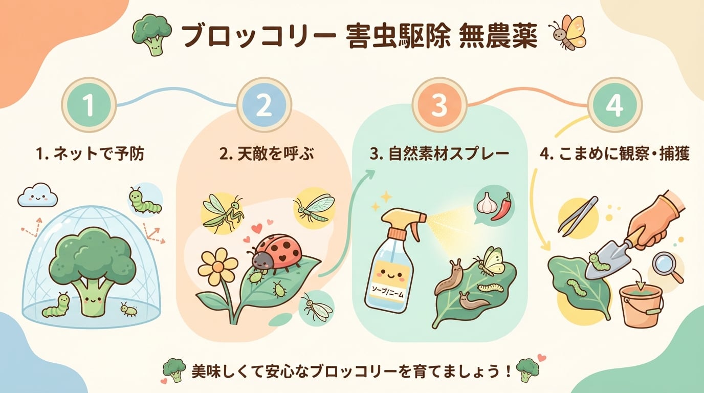 ブロッコリーの害虫駆除を無農薬で成功させる方法|予防から駆除まで完全ガイド - インフォグラフィック画像 2