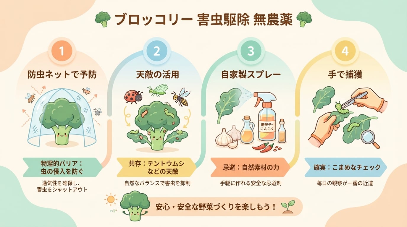 ブロッコリーの害虫駆除を無農薬で成功させる方法|予防から駆除まで完全ガイド - インフォグラフィック画像 5