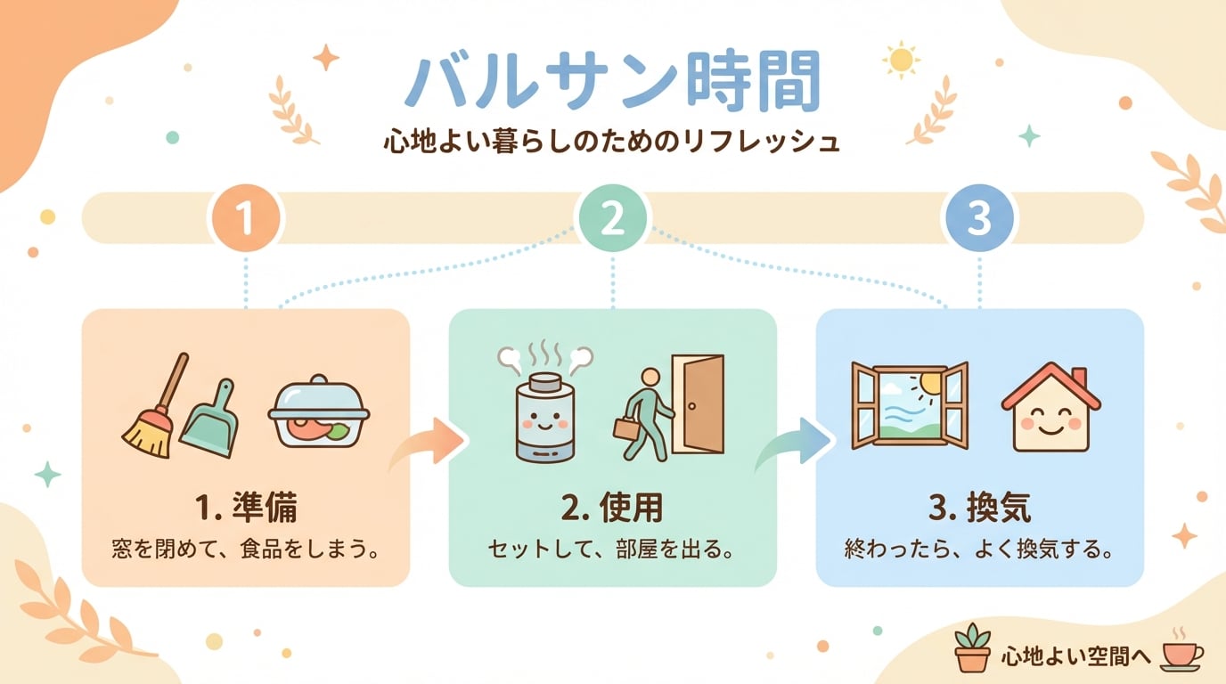 バルサンの時間は何時間?タイプ別の放置時間と効果的な使い方を徹底解説 - インフォグラフィック画像 8