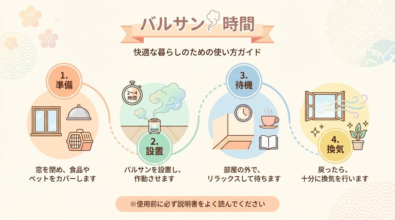 バルサンの時間は何時間?タイプ別の放置時間と効果的な使い方を徹底解説 - インフォグラフィック画像 11