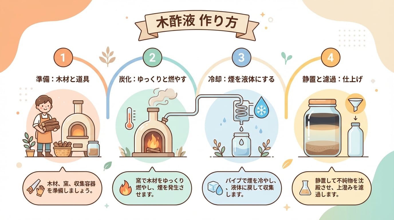 木酢液の作り方を徹底解説!必要な材料から熟成方法・使い方まで完全ガイド - インフォグラフィック画像 5