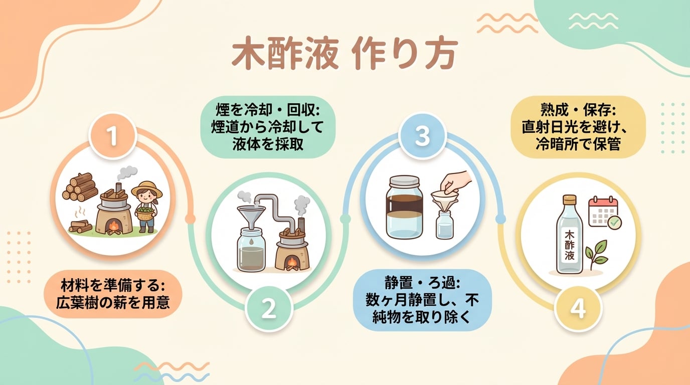 木酢液の作り方を徹底解説!必要な材料から熟成方法・使い方まで完全ガイド - インフォグラフィック画像 8
